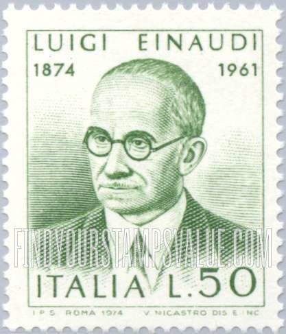 FindYourStampsValue: Luigi Einaudi (1874-1961), Pres. of Italy