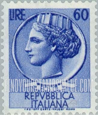 FindYourStampsValue: “Italia” after Syracusean Coin: Italia Type of 1953-54 and 1955-58