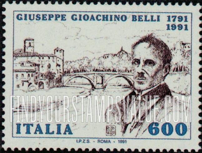 FindYourStampsValue: Giuseppe Gioachino Belli (1791-1863), Poet