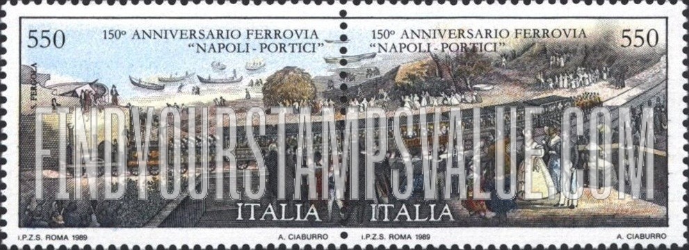 FindYourStampsValue: Naples-Portici Railway, 150th Anniversary