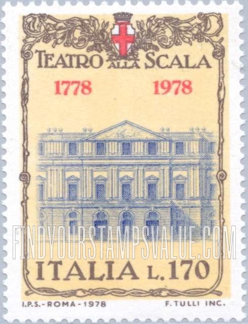 FindYourStampsValue: La Scala Opera House, Milan, Bicentennial: Facade
