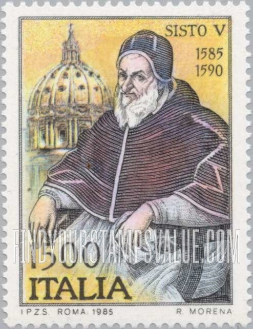 FindYourStampsValue: Pope Sixtus V, (1520-1590), 400th Anniversary of Papacy