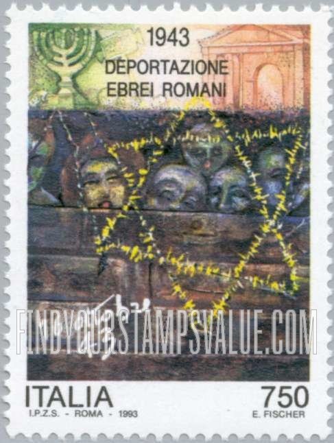 FindYourStampsValue: World War II: Deportation of Jews from Italy, Oct. 16, 1943
