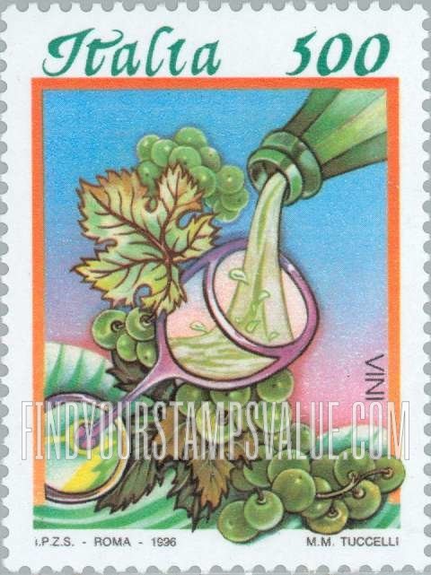 FindYourStampsValue: Italian Food Type of 1995: White wine, grapes
