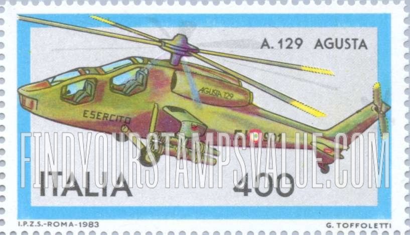 FindYourStampsValue: Aircraft Type of 1981: A-129 Agusta helicopter