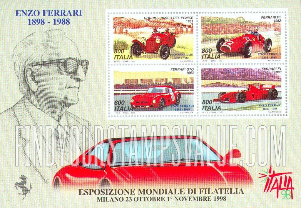 FindYourStampsValue: Enzo Ferrari (1898-1988) Automobile Manufacturer