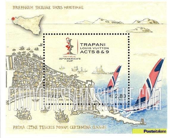 FindYourStampsValue: Louis Vuitton Cup Acts 8 & 9 (Races to Determine America’s Cup Challenger), Trapani