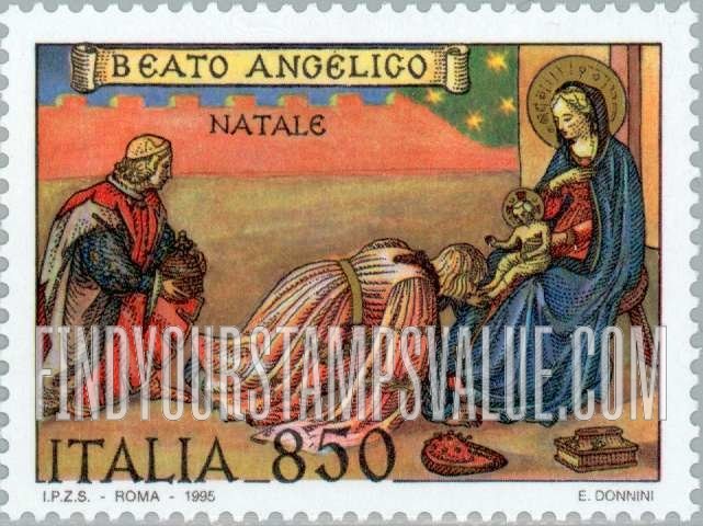 FindYourStampsValue: Christmas: Adoration of the Magi, by Fra Angelico
