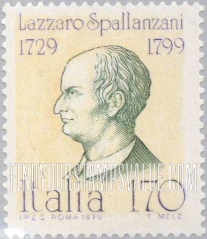 FindYourStampsValue: Famous Italians: Lazzaro Spallanzani (1729-1799), physiologist