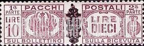 FindYourStampsValue: PARCEL POST - Pacchi Postali: Overprinted Between Halves in Black