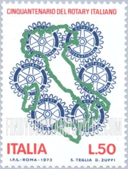 FindYourStampsValue: Map of Italy, Rotary Emblems
