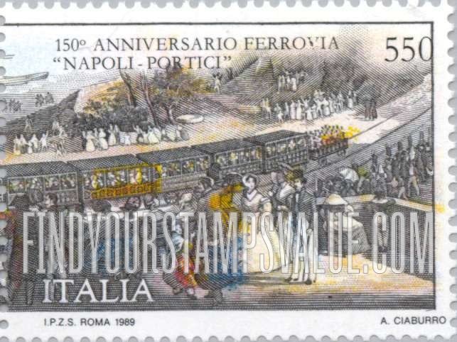 FindYourStampsValue: Naples-Portici Railway, 150th Anniversary