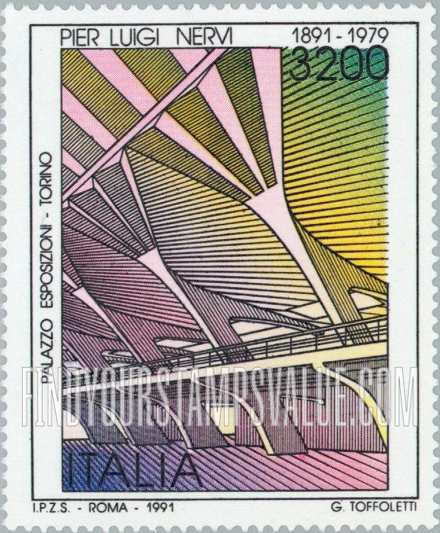FindYourStampsValue: Art and Culture: Exhibition Hall, Turin, designed by Pier Luigi Nervi (1891-1979)