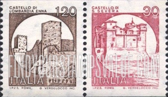 FindYourStampsValue: Coil Stamps: St. Severna, Rome and Lombardia, Enna