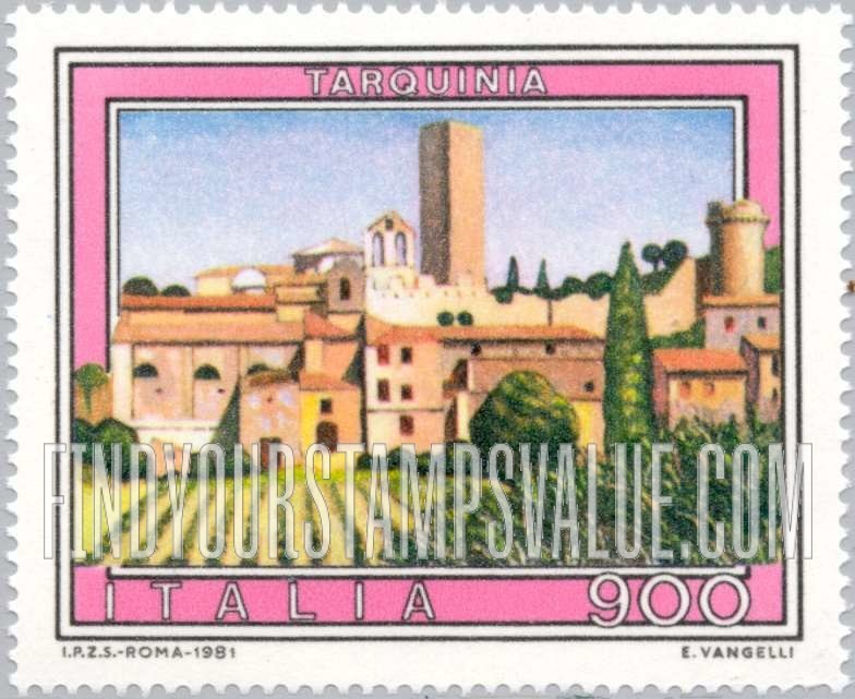 FindYourStampsValue: Tourist Type of 1974: Tarquinia
