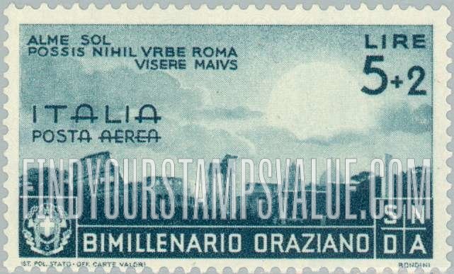 FindYourStampsValue: AIR POST - Quintus Horatius Flaccus Type of Postage: Ruins of ancient Rome