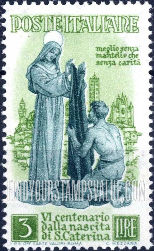 FindYourStampsValue: St. Catherine Giving Mantle to Beggar