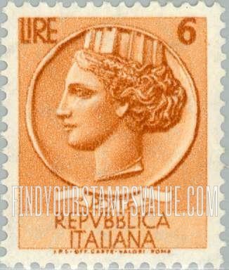 FindYourStampsValue: “Italia” after Syracusean Coin: Italia Type of 1953-54 and 1955-58
