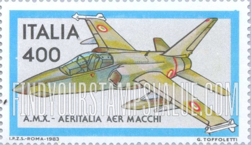FindYourStampsValue: Aircraft Type of 1981: Aeritalia Macchi jet fighter