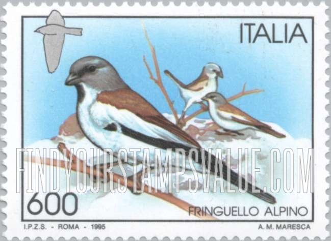FindYourStampsValue: Birds: Alpine chaffinch