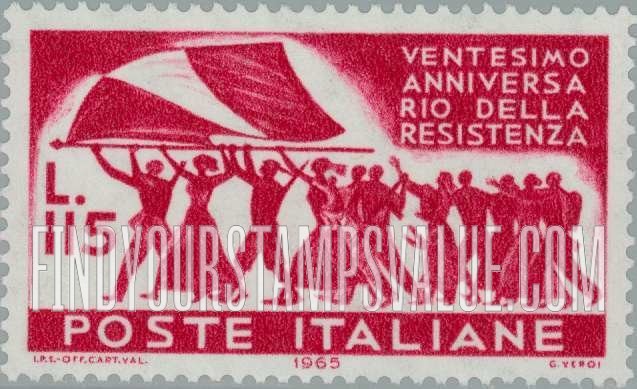 FindYourStampsValue: Marchers with Italian flag