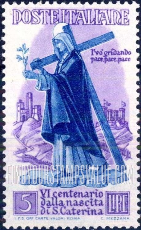 FindYourStampsValue: St. Catherine Giving Mantle to Beggar