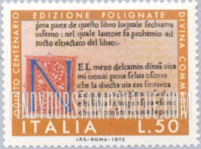 FindYourStampsValue: Page from Divine Comedy, Foligno Edition
