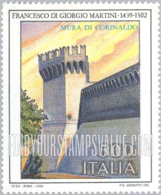 FindYourStampsValue: Fortified Walls of Corinaldo, by Francesco di Giorgio Martini (1439-1502)