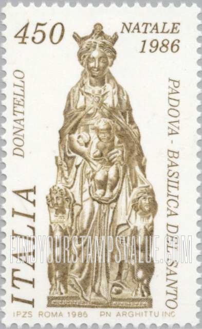 FindYourStampsValue: Christmas: Madonna and Child, bronze sculpture by Donatello, Basilica del Santo, Padua