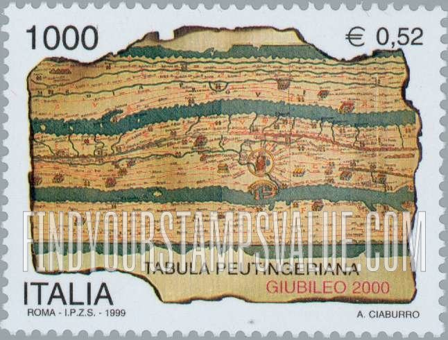 FindYourStampsValue: Holy Year 2000: Map by Conrad Peutinger, 1507