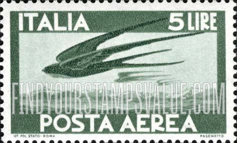 FindYourStampsValue: AIR POST - Types of 1945-46, 1948: Swallows in Flight