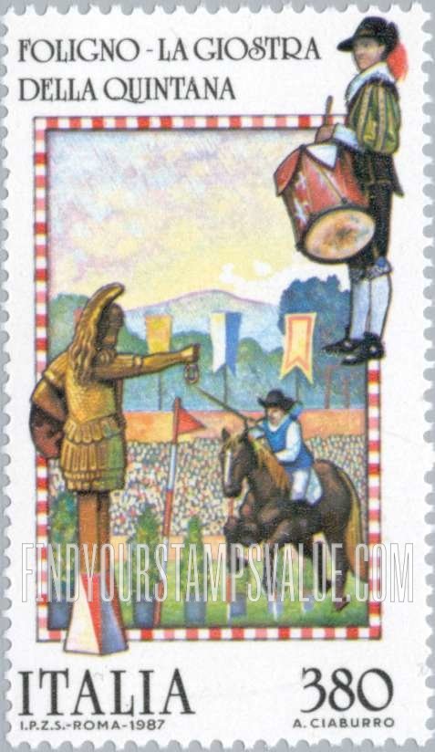 FindYourStampsValue: Folk Celebration Type of 1982: Quintana Joust, Foligno