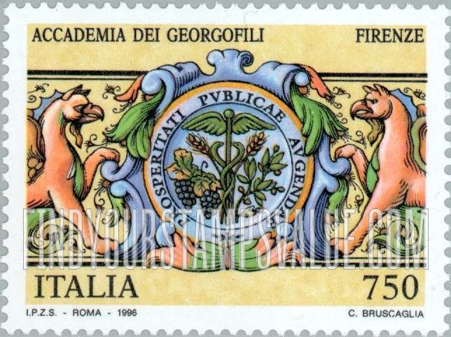 FindYourStampsValue: Collections from National Museum and Archives: Arms of the Academy of Georgofili, Florence