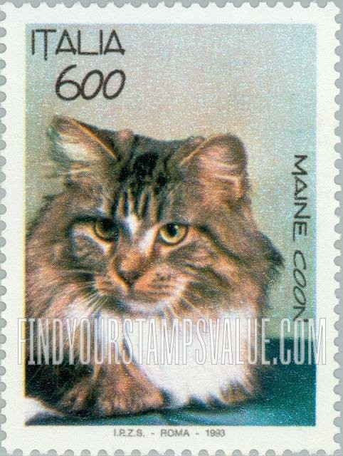 FindYourStampsValue: Cats: Maine coon, vertical