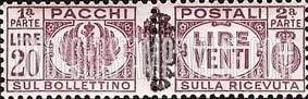 FindYourStampsValue: PARCEL POST - Pacchi Postali: Overprinted Between Halves in Black