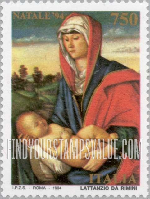 FindYourStampsValue: Christmas: Madonna and Child, by Lattanzio da Rimini