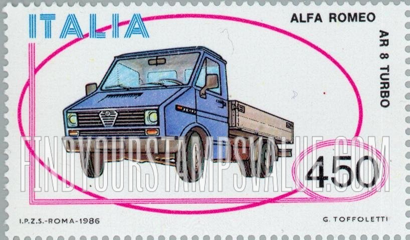 FindYourStampsValue: Italian Vehicle Type of 1984: Alfa Romeo AR8 Turbo