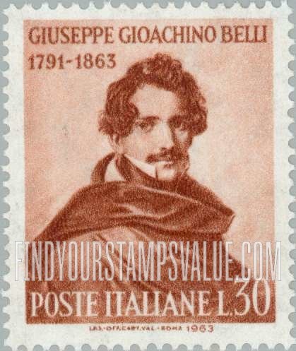 FindYourStampsValue: Giuseppe Gioachino Belli (1791-1863), Poet