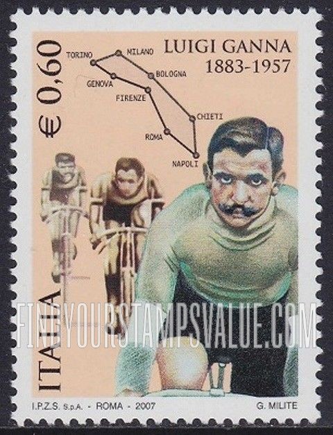FindYourStampsValue: Luigi Ganna, (1883-1957), Cyclist