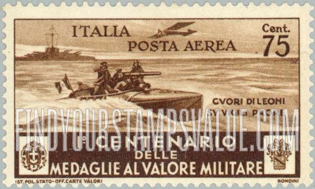 FindYourStampsValue: AIR POST - Motorboat patrol