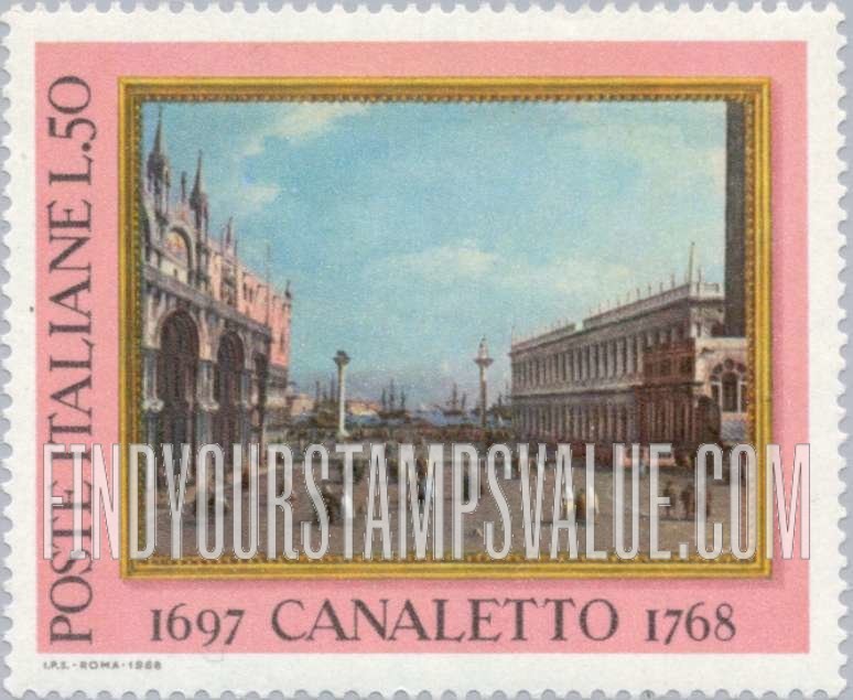 FindYourStampsValue: The Small St. Mark’s Place,” by Canaletto