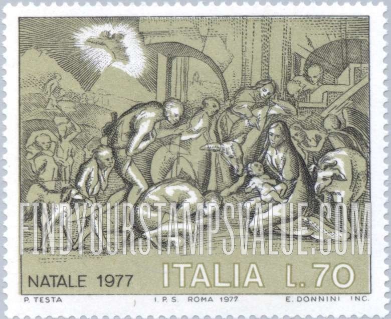 FindYourStampsValue: Christmas: Adoration of the Shepherds, by Pietro Testa
