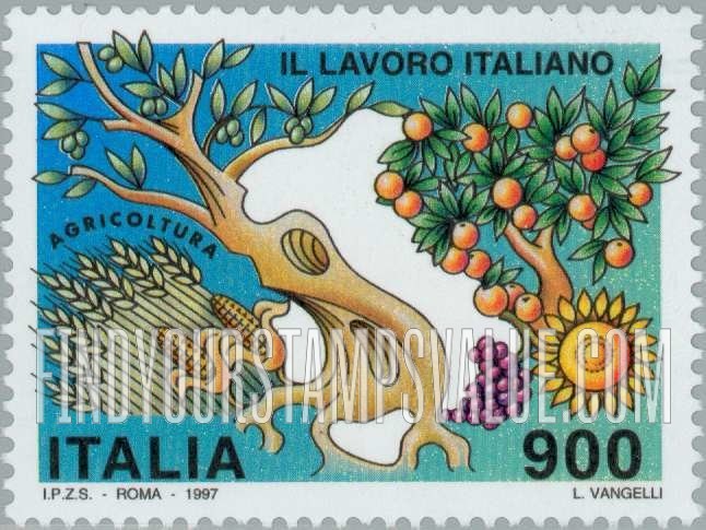 FindYourStampsValue: Italian Labor Force: Agriculture, horizontal