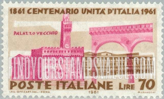 FindYourStampsValue: Centenary of Italian unity: Palazzo Vecchio, Florence