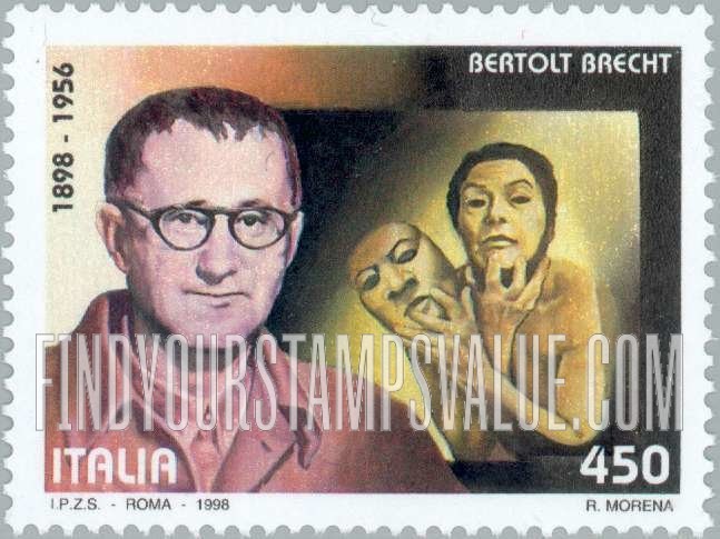 FindYourStampsValue: Famous Writers: Bertolt Brecht (1898-1956), playwright
