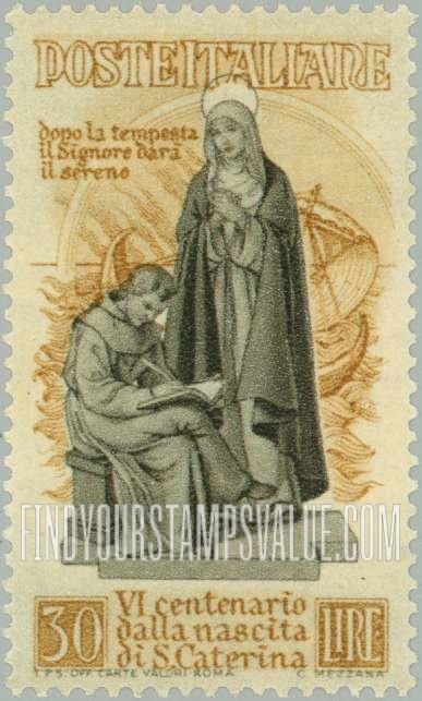 FindYourStampsValue: St. Catherine Giving Mantle to Beggar