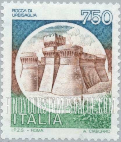 FindYourStampsValue: Castle Type of 1980: Rocca di Urbisaglia