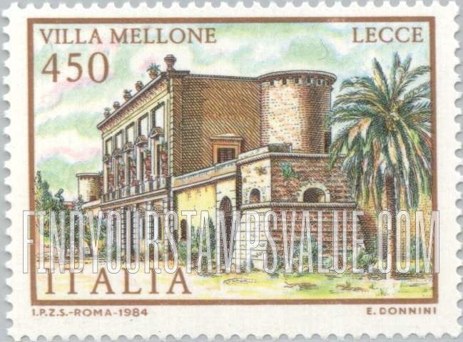 FindYourStampsValue: Villa Type of 1980: Villa Mellone, Lecce