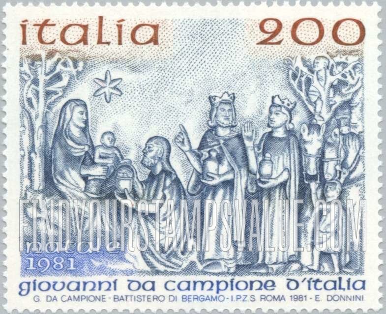FindYourStampsValue: Adoration of the Magi, by Giovanni de Campione d’Italia (Christmas 1981)