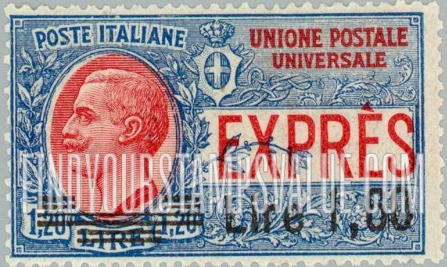 FindYourStampsValue: SPECIAL DELIVERY - King Victor Emmanuel III: Surcharged